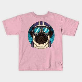 Retro Pug Pilot Dog Lover Puppy Kids T-Shirt